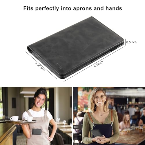 EcoVision Leather Waiter Book with Zipper Pocket - Restaurant Waitstaff Organizer, Guest Check Book Holder with Money Pocket, Fits Server Apron - Image 2