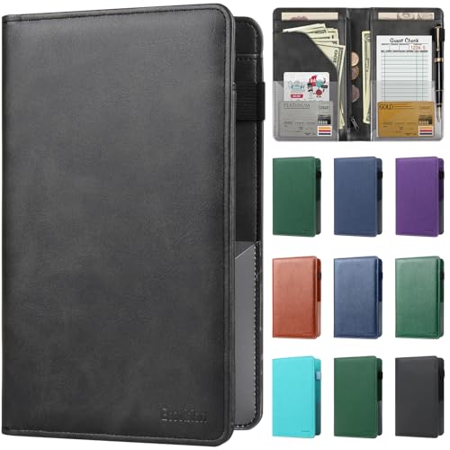 EcoVision Leather Waiter Book with Zipper Pocket - Restaurant Waitstaff Organizer, Guest Check Book Holder with Money Pocket, Fits Server Apron - Image 1