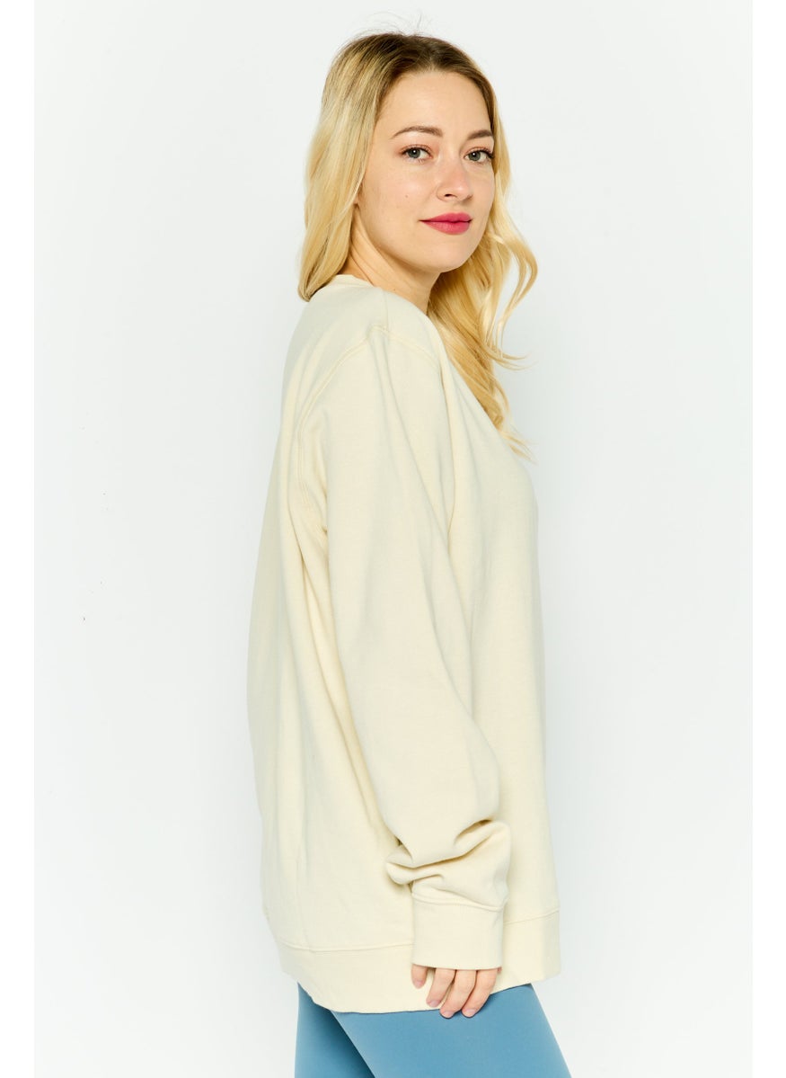 Ellesse Women Sportswear Fit Long Sleeves Outdoor Sweatshirt, Off White  - Image 4