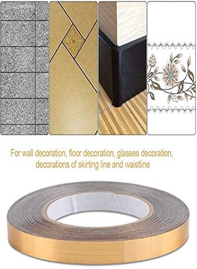 TOMEX Metalized Polyester 10mm Gold Film Border Lining Metallic Tape for Floor Tile Wall Cabinet Gold Strip Sticker| Gold Foil Lines Waterproof Tape| Gold Flooring Tape for Home/Office Décor. - Image 5