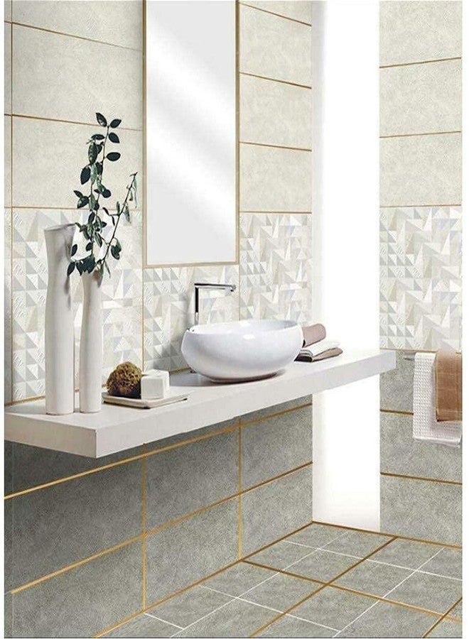 TOMEX Metalized Polyester 10mm Gold Film Border Lining Metallic Tape for Floor Tile Wall Cabinet Gold Strip Sticker| Gold Foil Lines Waterproof Tape| Gold Flooring Tape for Home/Office Décor. - Image 4
