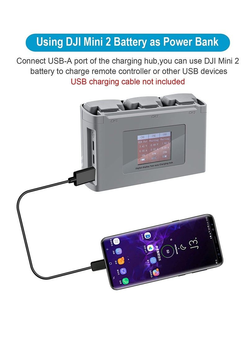 Excefore LCD Two Way Battery Charger Hub For DJI Mini 2, Mini 2 SE, Mini SE Drone, Charging 3 Batteries In Sequence Charge Accessories  - Image 5