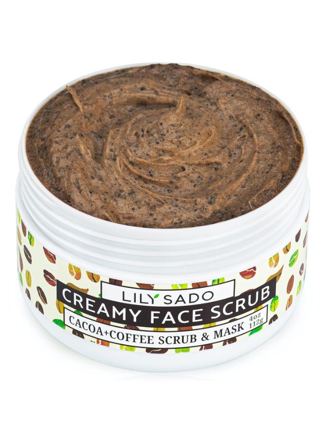 lily sado LILY SADO LILY SADO Cocoa & Coffee Creamy Face Scrub - Best Exfoliating VEGAN Facial Cleanser for Women & Men - Natural Face Wash Exfoliates & Energizes Skin, Treats Acne & Reduces Pore Size - 4 oz - Image 1