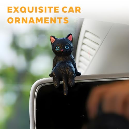 FALVFUN Cute Mini Car Cat Ornament, 5PCS Funny Vehicle Rear View Mirror & Dashboard Figurines Decoration, Automotive Interior Decor Accessories, Universal for SUV Sedan Truck - Image 4