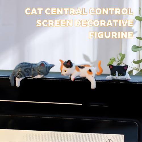 FALVFUN Cute Mini Car Cat Ornament, 5PCS Funny Vehicle Rear View Mirror & Dashboard Figurines Decoration, Automotive Interior Decor Accessories, Universal for SUV Sedan Truck - Image 3