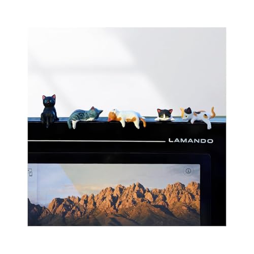 FALVFUN Cute Mini Car Cat Ornament, 5PCS Funny Vehicle Rear View Mirror & Dashboard Figurines Decoration, Automotive Interior Decor Accessories, Universal for SUV Sedan Truck - Image 1