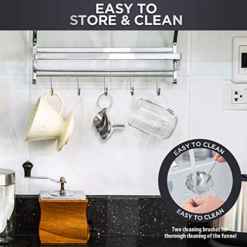 YGDZ Kitchen Funnels for Filling Bottles, YGDZ 3pcs Small/Medium/Large Food Grade Stainless Steel Metal Kitchen Funnels Set for Essential Oil Spices Liquid, 2pcs Cleaning Brushes - Image 4