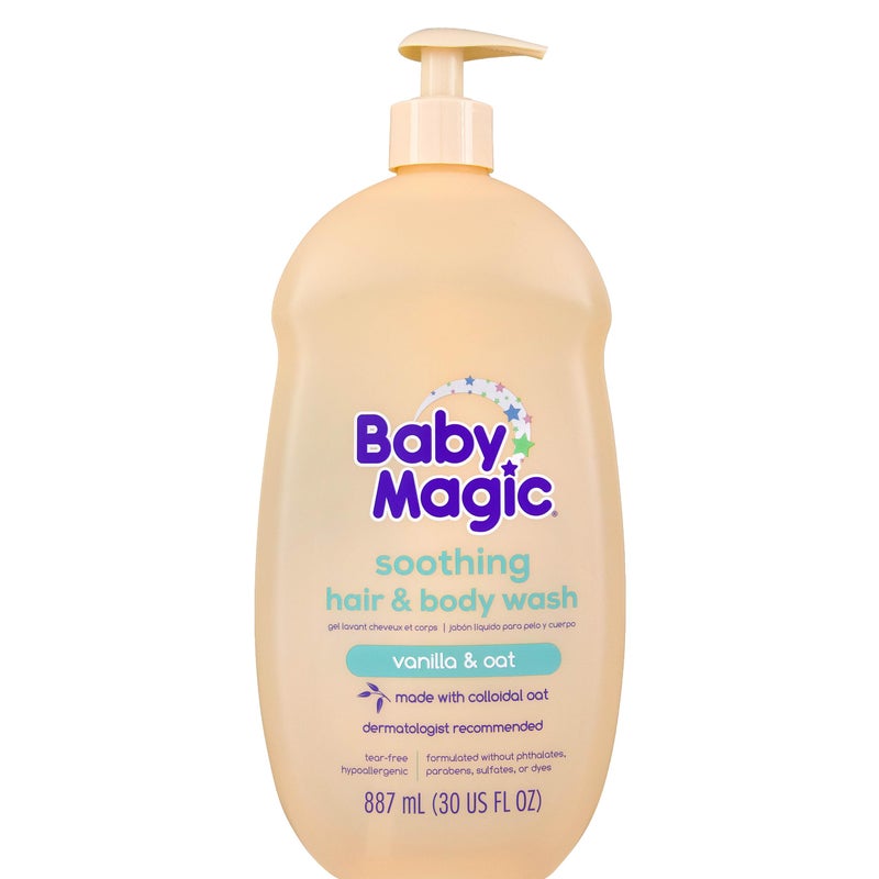 Baby Magic غسول الشعر والجسم المهدئ للأطفال، فانيليا وشوفان، 30 أونصة سائلة - Image 1