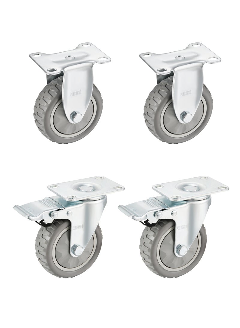 BMB tools 2-Piece Grey Caster - Rigid /125mm - With 2-Piece Grey Caster - Swivel with Brake /125mm - Image 1