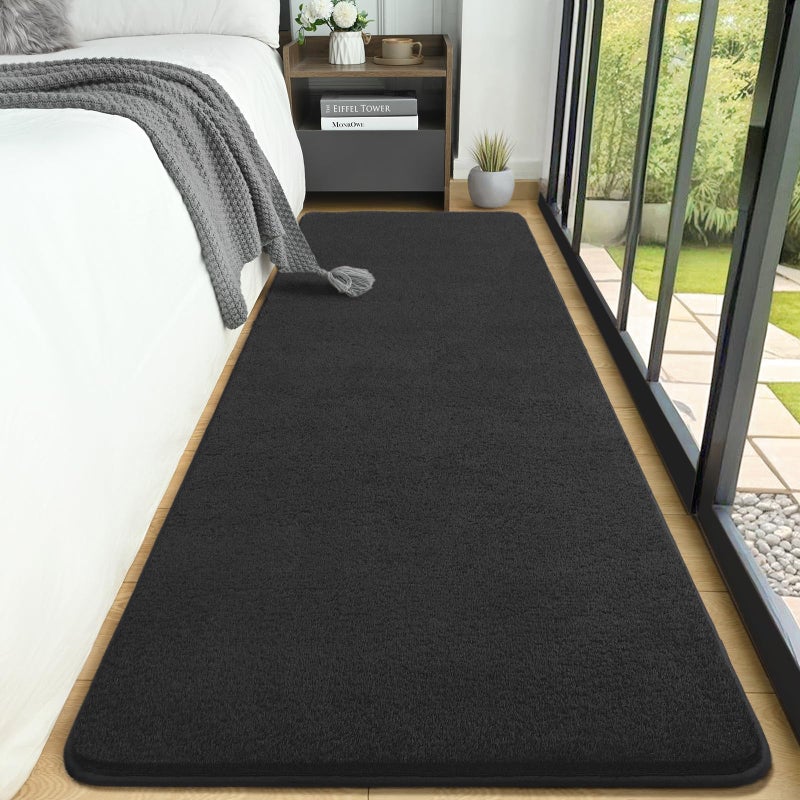 AROGAN Shag Runner Rug for Hallways, 2x6 Feet Washable Rugs with Memory Foam for Bedroom, Entryway Indoor Fluffy Throw Rug for Bedside Living Room Kids Girls Nursery Dorm Room Decor, Dark Grey - Image 2