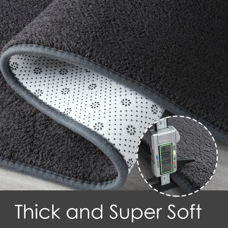 AROGAN Shag Runner Rug for Hallways, 2x6 Feet Washable Rugs with Memory Foam for Bedroom, Entryway Indoor Fluffy Throw Rug for Bedside Living Room Kids Girls Nursery Dorm Room Decor, Dark Grey - Image 3