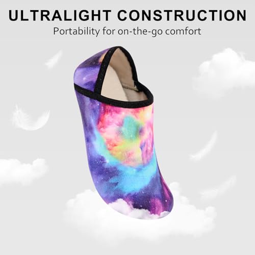 VIFUUR House Slippers for Women Men Slip on Indoor Barefoot Slipper Socks Fuzzy Cozy Sock Shoes for Home Bedroom Travel Colorful Aurora,38/39 - Image 5