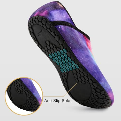 VIFUUR House Slippers for Women Men Slip on Indoor Barefoot Slipper Socks Fuzzy Cozy Sock Shoes for Home Bedroom Travel Colorful Aurora,38/39 - Image 4