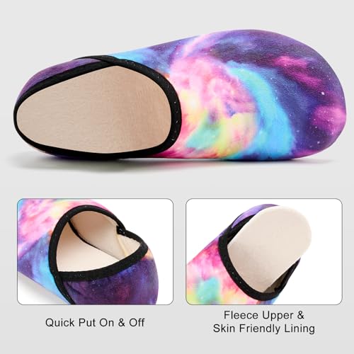 VIFUUR House Slippers for Women Men Slip on Indoor Barefoot Slipper Socks Fuzzy Cozy Sock Shoes for Home Bedroom Travel Colorful Aurora,38/39 - Image 3