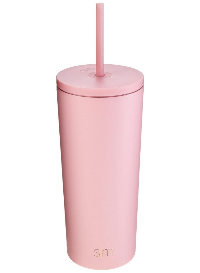 Simple Modern كوب بسيط حديث معزول بغطاء وقشة | كوب قهوة مثلجة قابل لإعادة الاستخدام زجاجة ماء من الفولاذ المقاوم للصدأ | هدايا للنساء والرجال لها وله | مجموعة كلاسيكية | 20 أونصة | وردي فاتح - Image 4