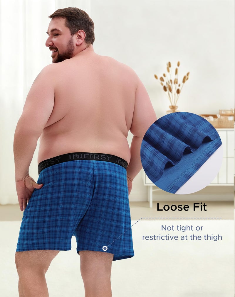 INNERSY Big and Tall Cotton Boxers for Men Moisture Wicking Loose Fit Underwear 4-Pack(Classic Plaids,4X) - Image 3