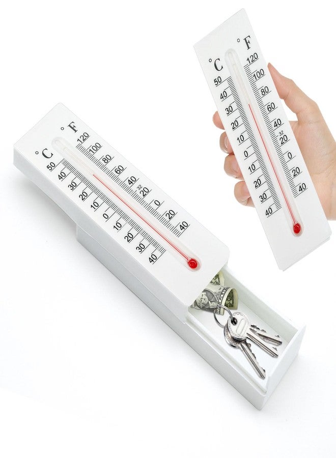 Dexspoeny Key Cabinet Outdoor, Key Lock Box, Thermometer Decorative Hide a Keys Lockbox for Outside Waterproof Dexspoeny Secret Hidden Storage Coins, Money and Hold House Spare Keys for Safe Storage - Image 1
