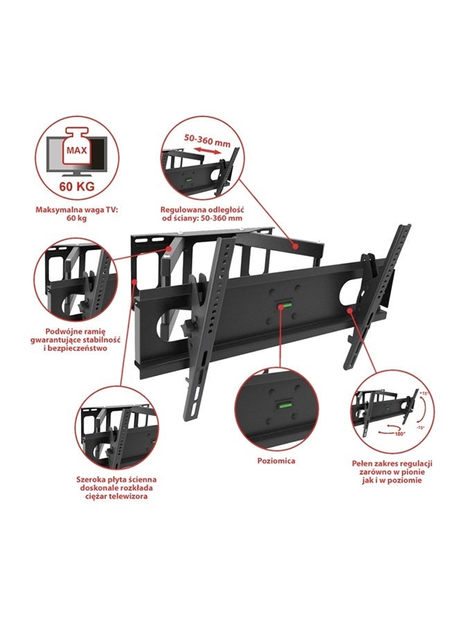 Bluetek Dual Arm Articulating TV Wall Mount [32 to 70 inch Displays] [165 lbs Capacity] Mounting Bracket for Large Flat Screen, LCD, LED, OLED and Plasma TVs Black - Image 3