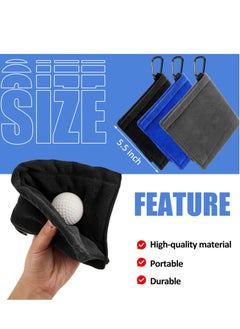 Excefore Golf Ball Towel 5.5 x 5.5 Inch Small Golf Wet and Dry Golf Towel Pocket Golf Towel with Clip Ball Towel Golf Ball Towel for Golf Course Exercise Towel  - Image 3