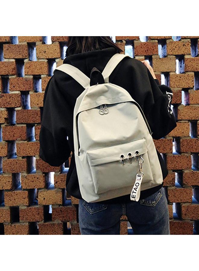 Fashion Boy Girl Canvas Backpack Simple Style Schoolbag Travel Backpack (Grey)