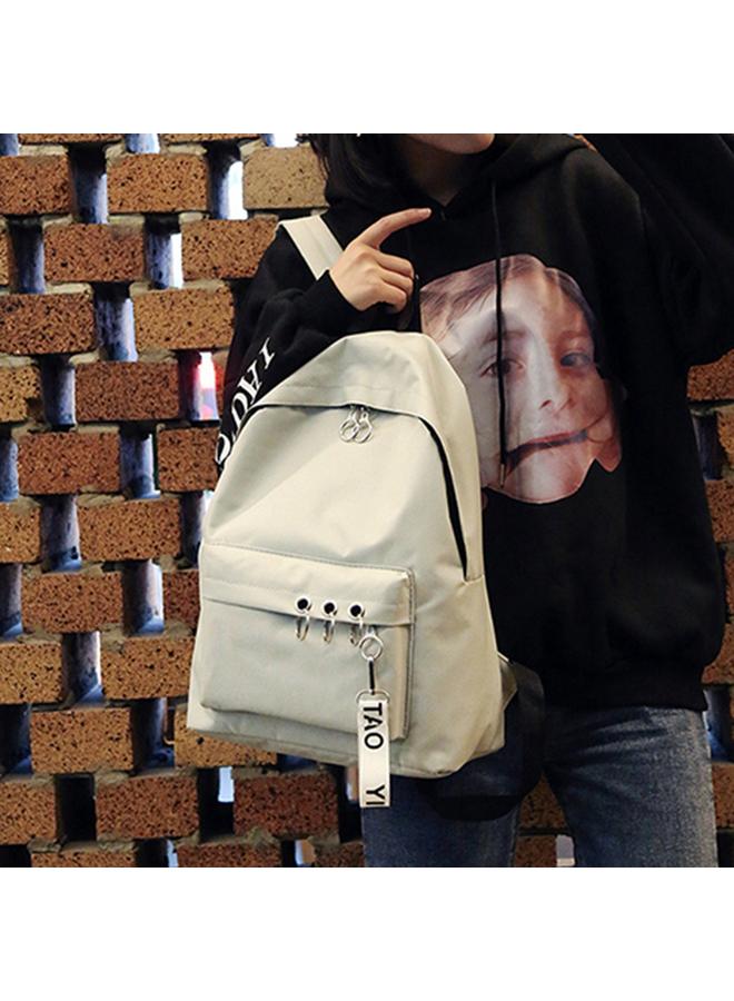 Fashion Boy Girl Canvas Backpack Simple Style Schoolbag Travel Backpack (Grey)