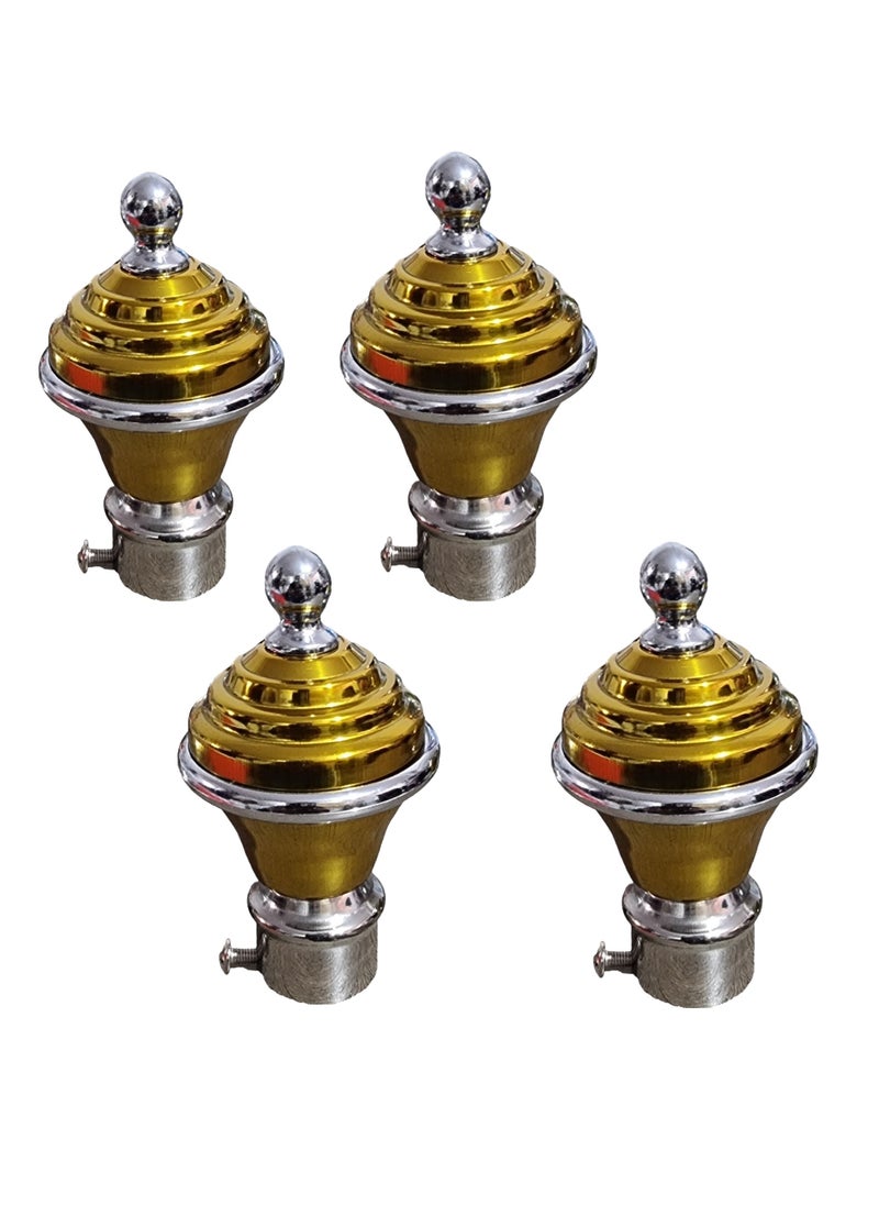 UPSCALE Set of 4 Gold Curtain Finials with 4 side supporters for 25mm Curtain Rod|Stainless Steel Curtain Bracket|Curtain Accessories for Doors and Windows|Curtain Fittings|Curtain Holders  - Image 1