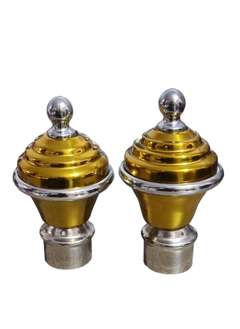 UPSCALE Set of 4 Gold Curtain Finials with 4 side supporters for 25mm Curtain Rod|Stainless Steel Curtain Bracket|Curtain Accessories for Doors and Windows|Curtain Fittings|Curtain Holders  - Image 4