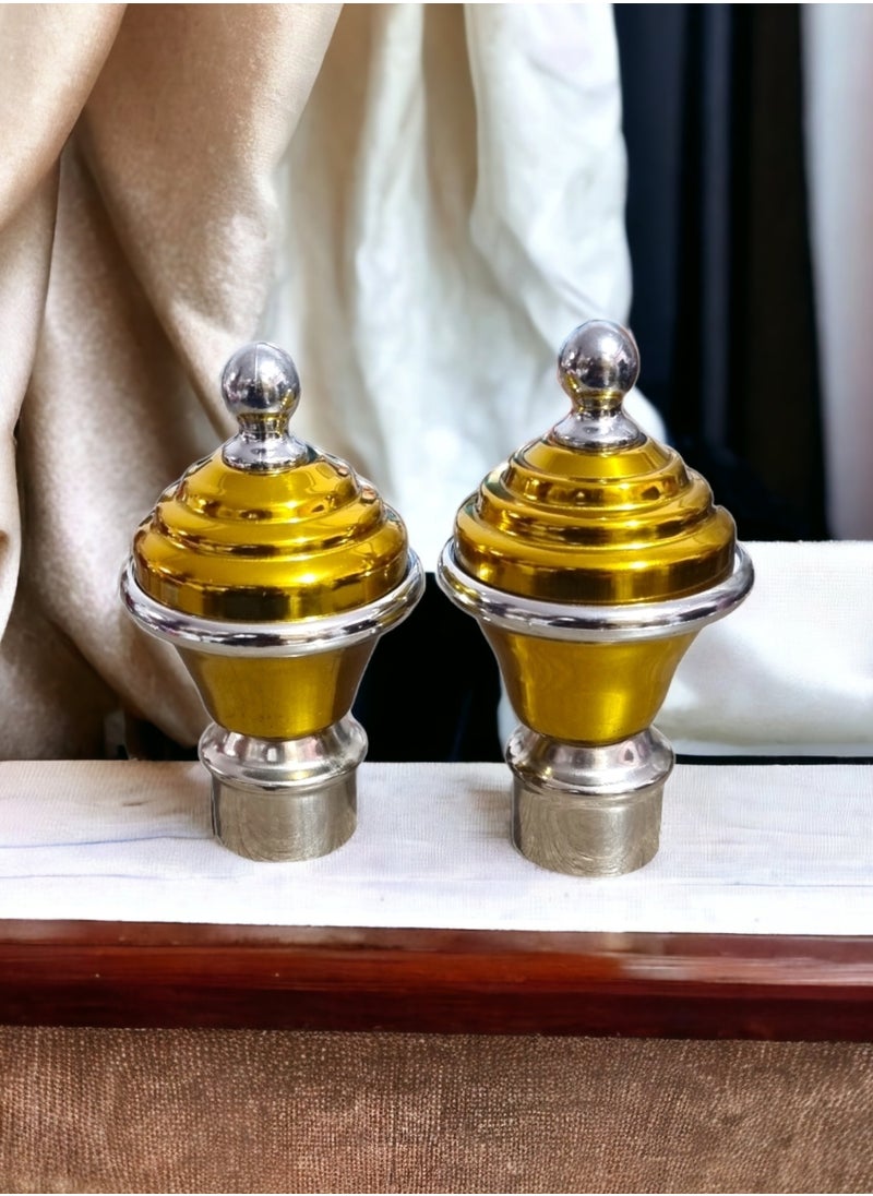 UPSCALE Set of 4 Gold Curtain Finials with 4 side supporters for 25mm Curtain Rod|Stainless Steel Curtain Bracket|Curtain Accessories for Doors and Windows|Curtain Fittings|Curtain Holders  - Image 3