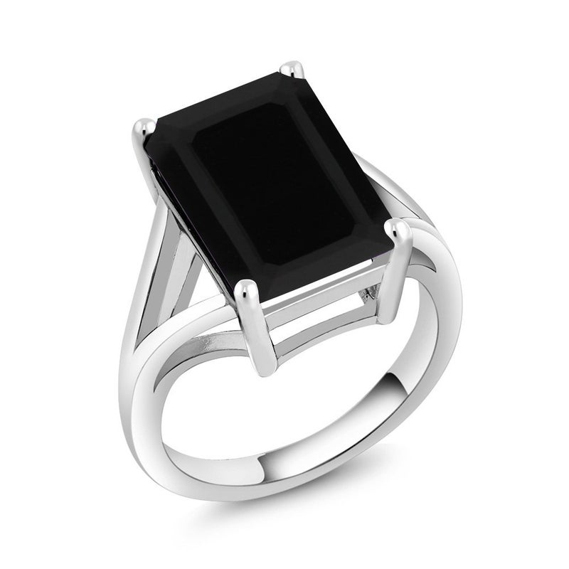 Gem Stone King 5-10 Cttw Gemstone Birthstone Solitaire Engagement Ring For Women | 925 Sterling Silver | 14X10MM Emerald Cut | Wedding Anniversary Promise Ring For Women | Available In Size 5-9 - Image 1