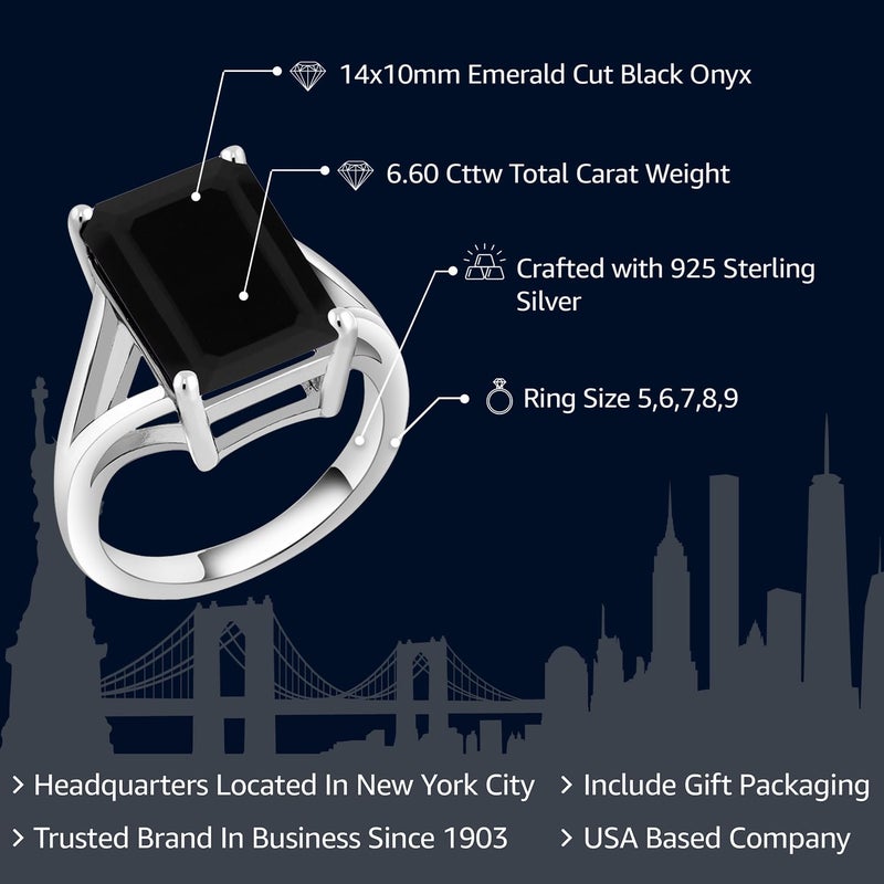 Gem Stone King 5-10 Cttw Gemstone Birthstone Solitaire Engagement Ring For Women | 925 Sterling Silver | 14X10MM Emerald Cut | Wedding Anniversary Promise Ring For Women | Available In Size 5-9 - Image 2
