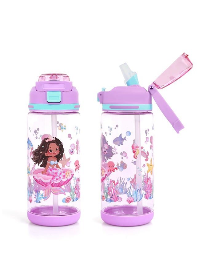 Decalsweet Kids Water Bottle 20oz Durable Leak-Proof Plastic Water Cup for Kids Toddlers,With Straw Handle and Pop-Up Spout Cover,Safe for School Sports Daycare Travel & Camp - Image 1