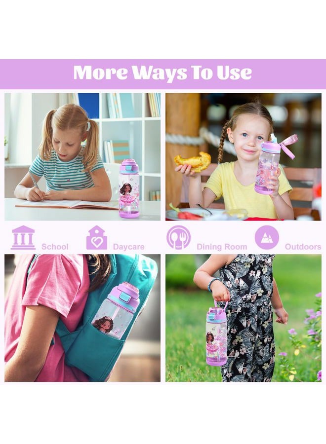 Decalsweet Kids Water Bottle 20oz Durable Leak-Proof Plastic Water Cup for Kids Toddlers,With Straw Handle and Pop-Up Spout Cover,Safe for School Sports Daycare Travel & Camp - Image 2