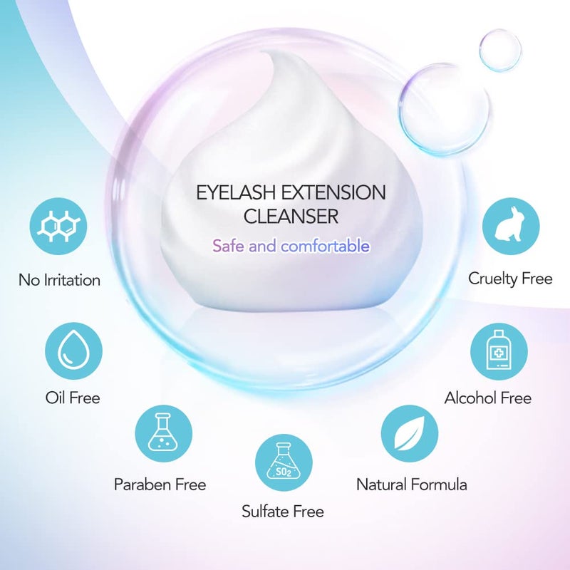 AuReve "AuReve Eyelash Extension Cleanser Lash Shampoo Foam, Eyelid Cleanser for Makeup Remover Eyelash Care, Paraben & Sulfate Free for Salon and Home Use (Rose 600ml)" - Image 3
