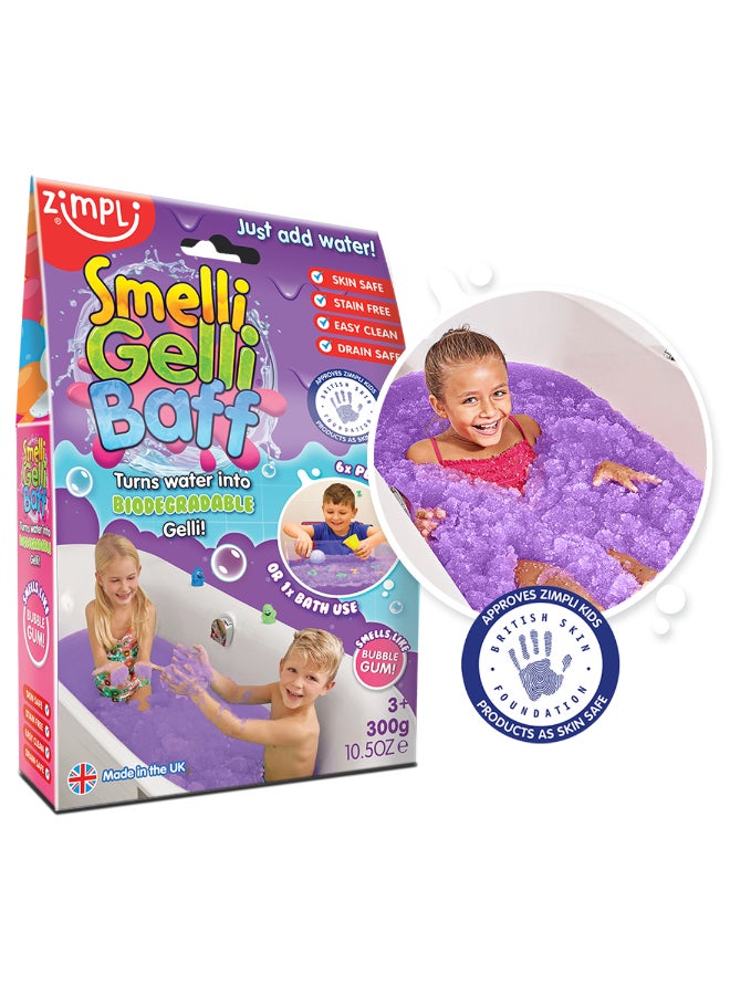 Zimpli Kids Smelli Gelli Baff Bubblegum, 300 g, 1 Use Bath Goo Powder, Bubblegum Scented Sensory Bath Time Toy, Turns Water into Goo and Back Again, Skin Safe, Drain Safe, Easy Clean, Stain Free, Biodegradable, UK Made - Image 3