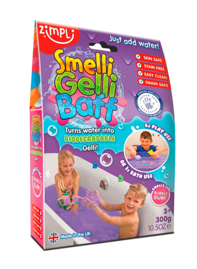 Zimpli Kids Smelli Gelli Baff Bubblegum, 300 g, 1 Use Bath Goo Powder, Bubblegum Scented Sensory Bath Time Toy, Turns Water into Goo and Back Again, Skin Safe, Drain Safe, Easy Clean, Stain Free, Biodegradable, UK Made - Image 1