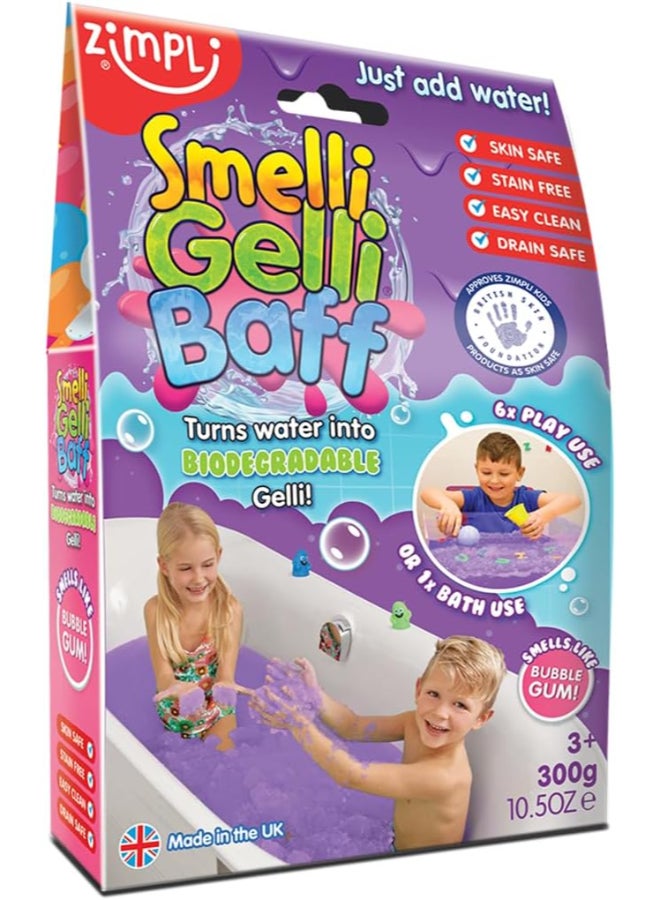 Zimpli Kids Smelli Gelli Baff Bubblegum, 300 g, 1 Use Bath Goo Powder, Bubblegum Scented Sensory Bath Time Toy, Turns Water into Goo and Back Again, Skin Safe, Drain Safe, Easy Clean, Stain Free, Biodegradable, UK Made - Image 2