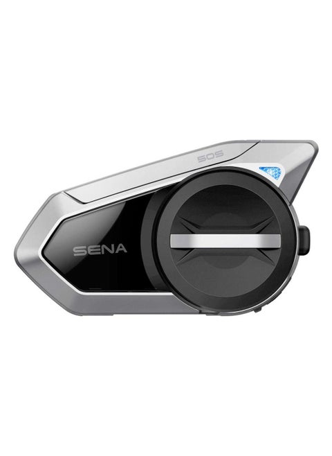 50S-01 Single Motorcycle Helmet Bluetooth Headset Communication System with Mesh 2.0 Intercom | Boom Microphone Holder with Microphone Sponges | Advanced Noise Control & Wide volume control