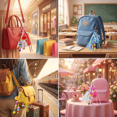 Cmidy Paracord Keychain Paracord Bag Charm 12pcs Braided Nylon Rope Keychain Cord for Bag Purse Backpack Handbag (Colorful) - Image 5
