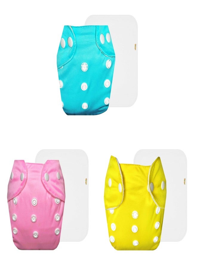 حفاضات قماشية دمبلدو لايت مع حشوة قطنية (عبوة من 3 قطع) | ملائمة تمامًا | قابلة لإعادة الاستخدام والغسل | أزرار كبس قابلة للتعديل | مصممة من قبل أمهات | من 3 أشهر إلى سنتين | للجنسين - Image 1