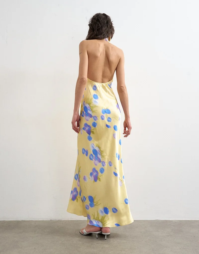 Topshop Halter Neck Midi Woven Dress