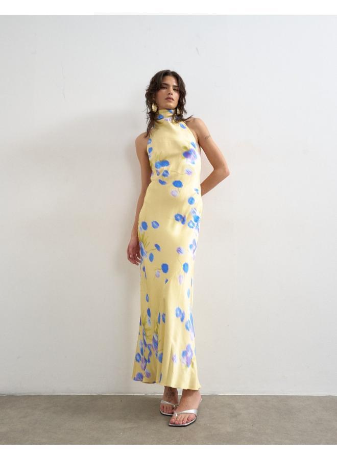 TOPSHOP Halter Neck Midi Woven Dress - Image 1