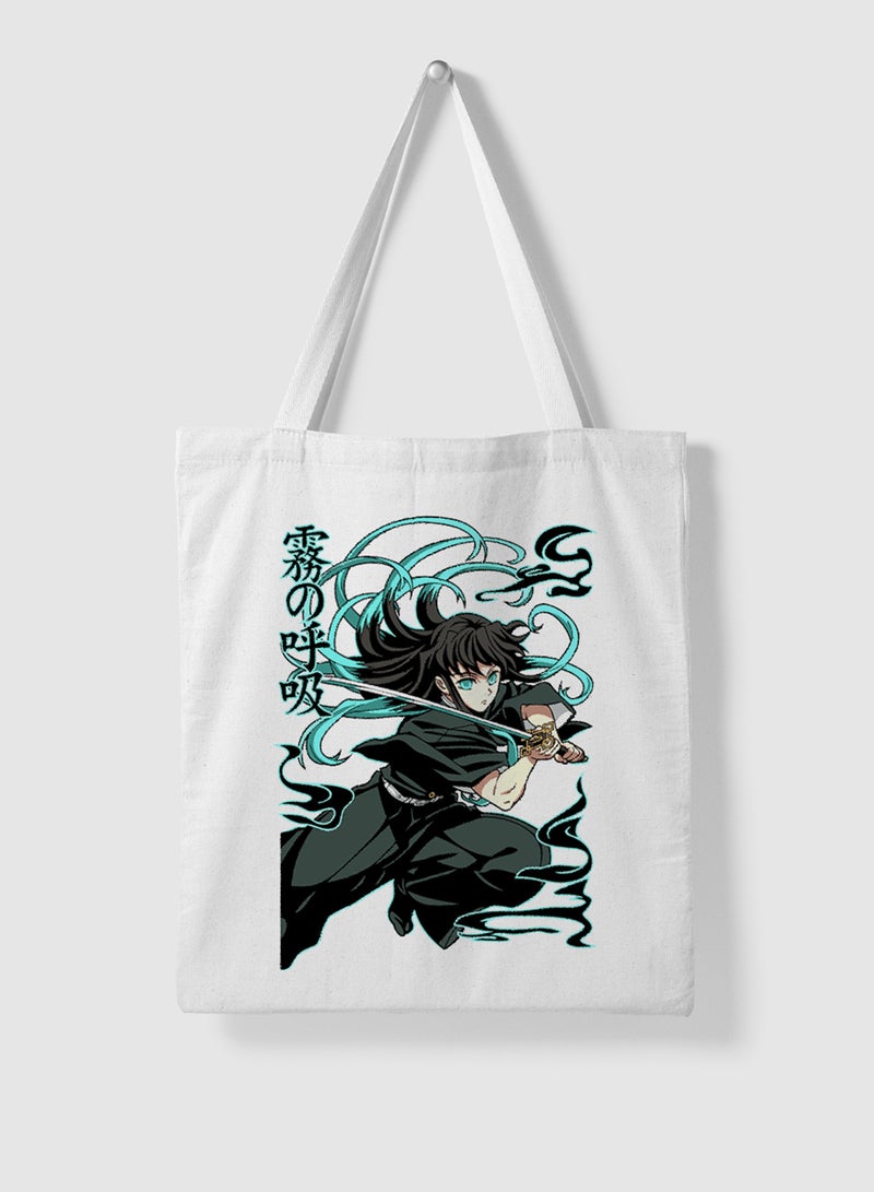 LOWHA Polyester Tote Bag with Shoulder Straps and The Mist Hashira Anime Pattern  - Image 4