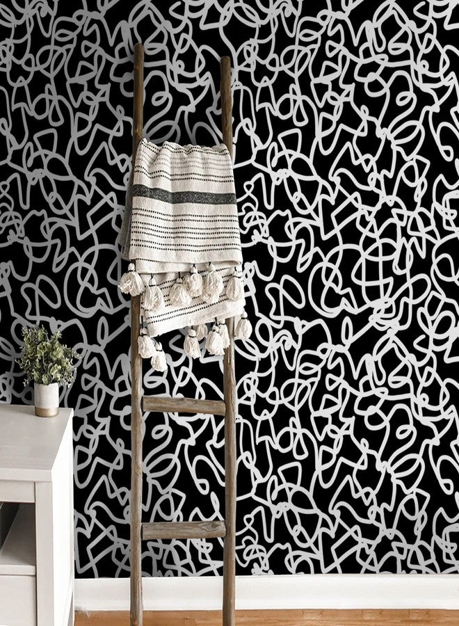 Ismoon 17.3"x118" Peel and Stick Wallpaper Black and White Contact Paper Black Modern Striped Removable Self-Adhesive Wall Paper Renter Friendly Wallpaper for Bathroom Bedroom Cabinets Decor Vinyl - Image 3