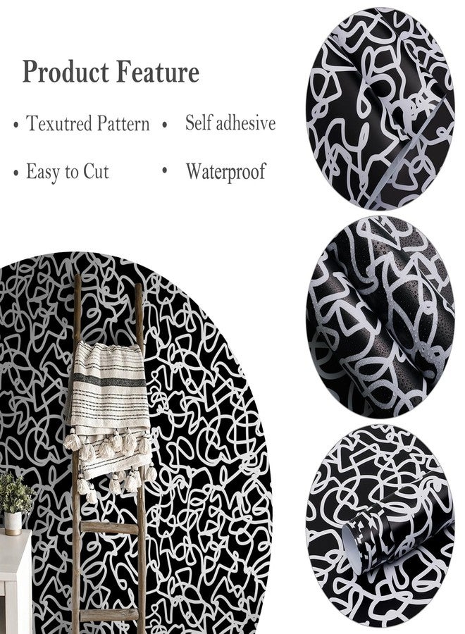 Ismoon 17.3"x118" Peel and Stick Wallpaper Black and White Contact Paper Black Modern Striped Removable Self-Adhesive Wall Paper Renter Friendly Wallpaper for Bathroom Bedroom Cabinets Decor Vinyl - Image 2