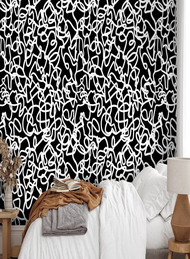 Ismoon 17.3"x118" Peel and Stick Wallpaper Black and White Contact Paper Black Modern Striped Removable Self-Adhesive Wall Paper Renter Friendly Wallpaper for Bathroom Bedroom Cabinets Decor Vinyl - Image 5