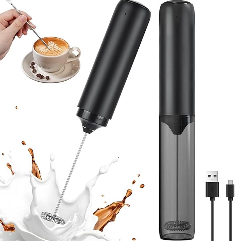Lullaxx Rechargeable Milk Frother Handheld, Electric Frothers, Coffee Frother blender stirrer Mini Whisk, Foam Maker, Drink Mixer for Coffee, Milk, Lattes, Cappuccino Cream Matcha,Black - Image 1