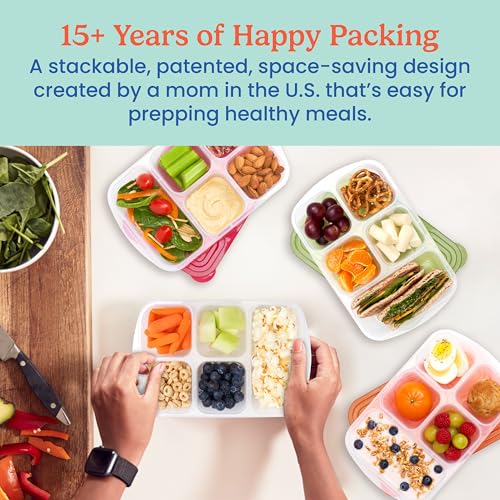 Bentgo Easyboxes - Reusable 5-Compartment Food Containers, Stackable 8-Piece Set, 4 Trays & 4 Lids, BPA-Free Food Storage for Meal Prep, School, & Work; Lunch Boxes with Patented Design (Classic) - Image 4