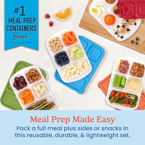 Bentgo Easyboxes - Reusable 5-Compartment Food Containers, Stackable 8-Piece Set, 4 Trays & 4 Lids, BPA-Free Food Storage for Meal Prep, School, & Work; Lunch Boxes with Patented Design (Classic) - Image 2