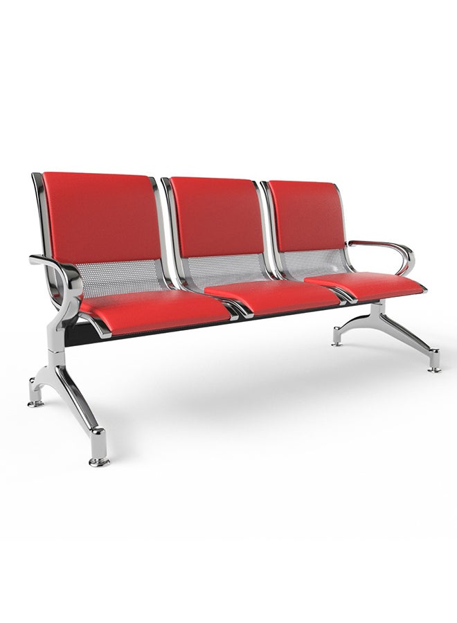 ماهاماي مقعد ماهمايي JX الخارجي بثلاثة مقاعد مع وسائد، مزود ببطانة مطاطية مانعة للانزلاق، بتصميم مريح ومسند ذراع منحني، مريح ومتعدد الاستخدامات للمكتب، والأماكن الخارجية، والبنك - أحمر - Image 1