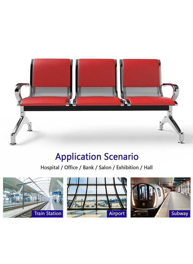 ماهاماي مقعد ماهمايي JX الخارجي بثلاثة مقاعد مع وسائد، مزود ببطانة مطاطية مانعة للانزلاق، بتصميم مريح ومسند ذراع منحني، مريح ومتعدد الاستخدامات للمكتب، والأماكن الخارجية، والبنك - أحمر - Image 4